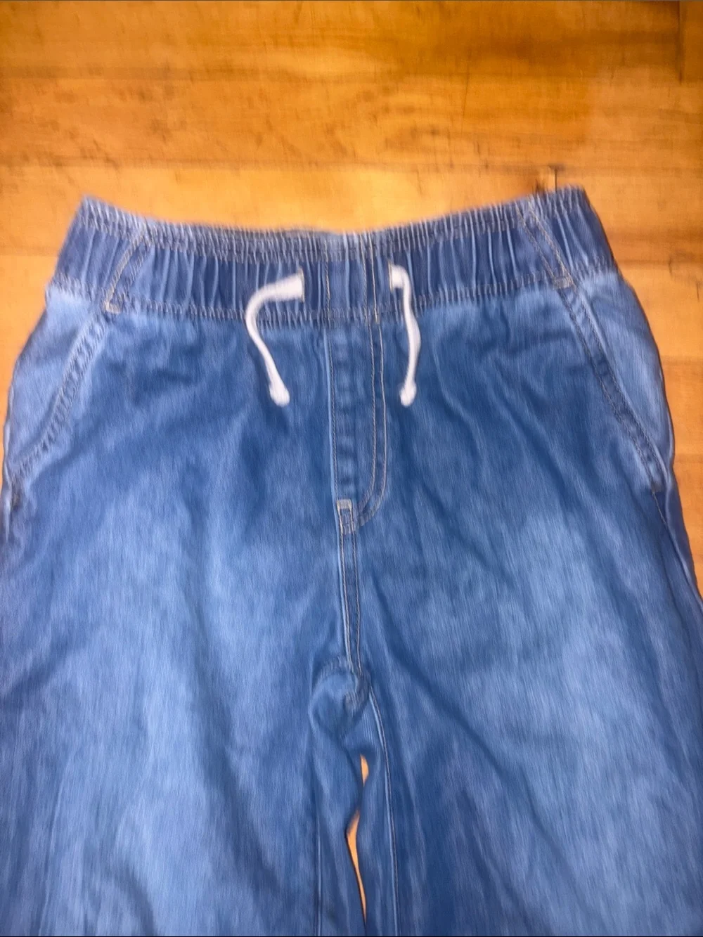 Girls Old Navy Blue Elastic-Waist Wide-Leg Jeans